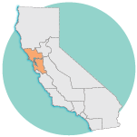 graphic image of california, San Francisco Bay area region