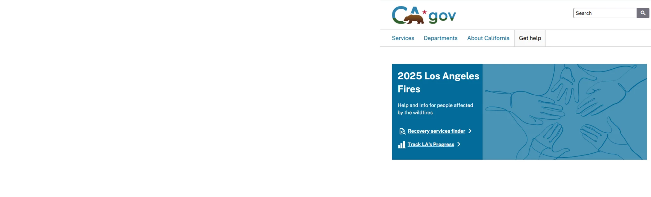 California LA Fires website screenshot