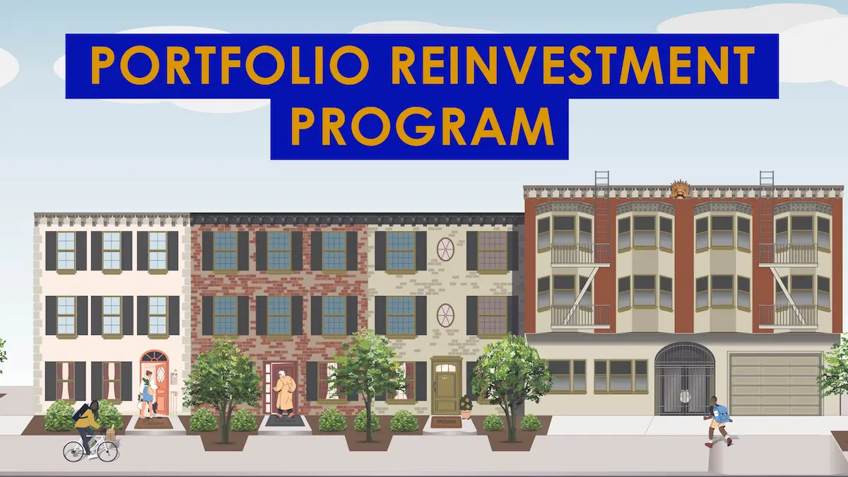 Graphic of multifamily homes; text Portfolio Reinvestment Program